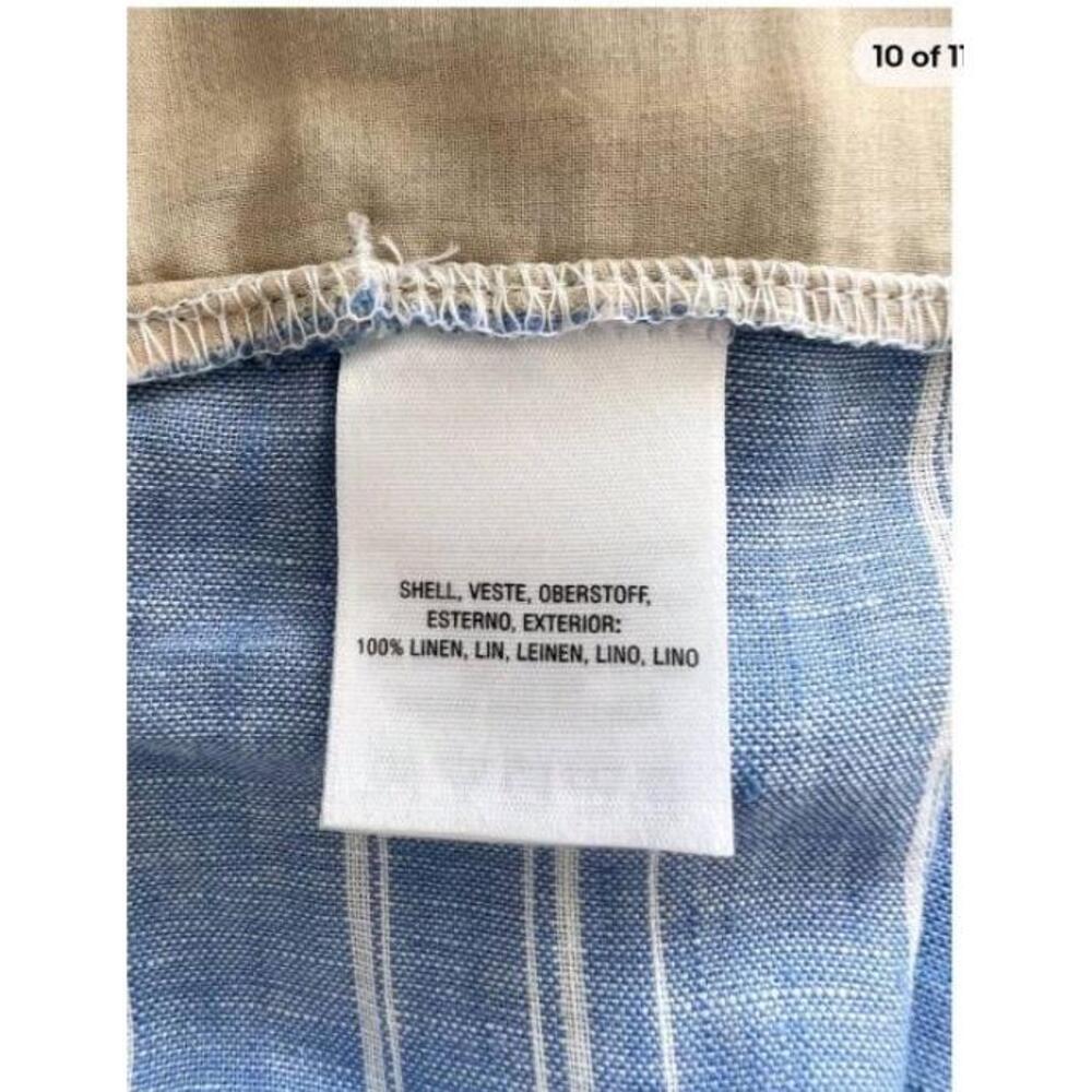 Anthropologie Pants Womens US 10 Light Blue Striped Wide Leg Tassel Belt Linen - Picture 9 of 10